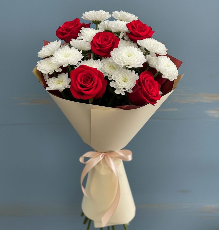 Букет цветов из: Розы и Хризантемы в Арамиле