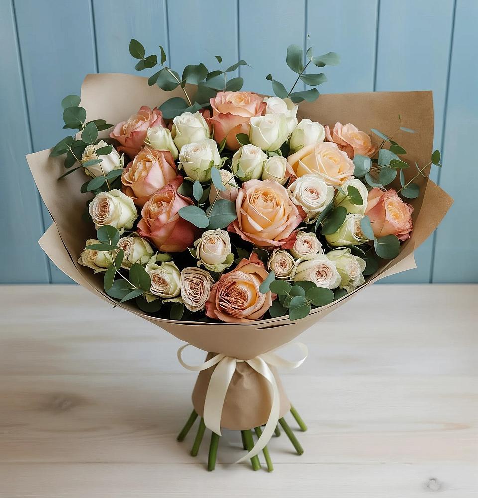 Букет цветов из: Альстромерии и Розы в Арамиле