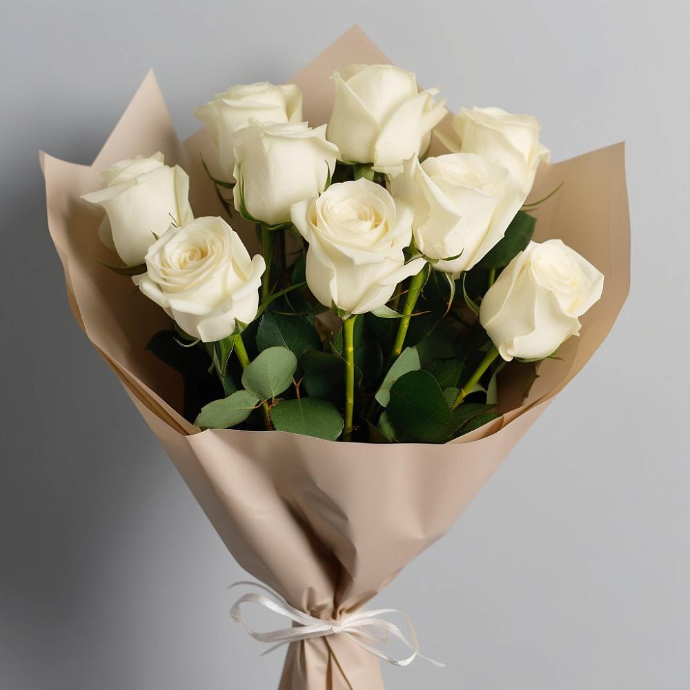 Букет 9 Белых роз Эдлесс Лав в Арамиле