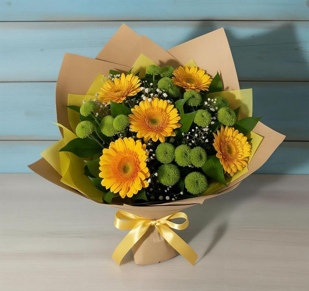 Букет цветов из: Герберы и Хризантемы в Арамиле