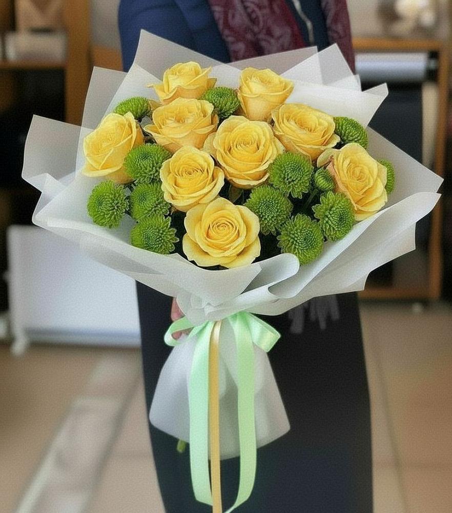 Букет цветов из: Хризантемы и Розы в Арамиле