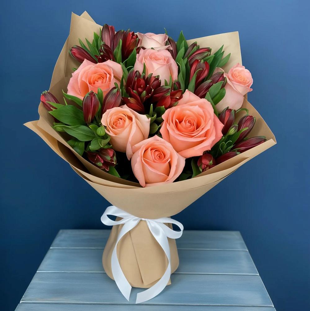 Букет цветов из: Розы и Альстромерии в Арамиле