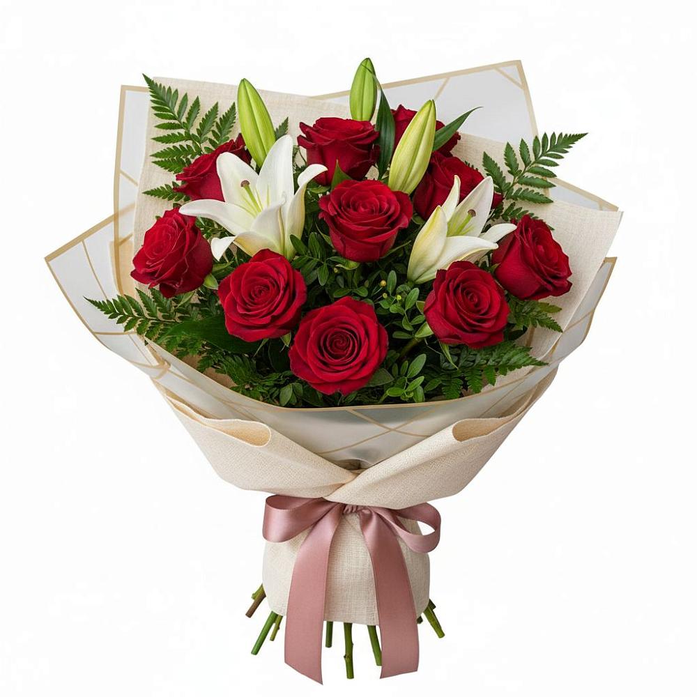 Букет цветов из: Лилии и Розы в Арамиле