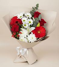 Букет цветов из:  Розы, Хризантемы, Герберы и Лилии в Арамиле