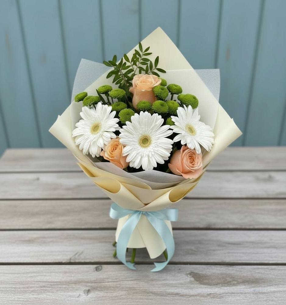 Букет цветов из: Герберы, Розы и Хризантемы в Арамиле
