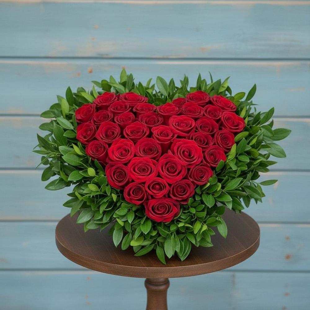 Цветочная композиция из Розы в виде сердца в Арамиле