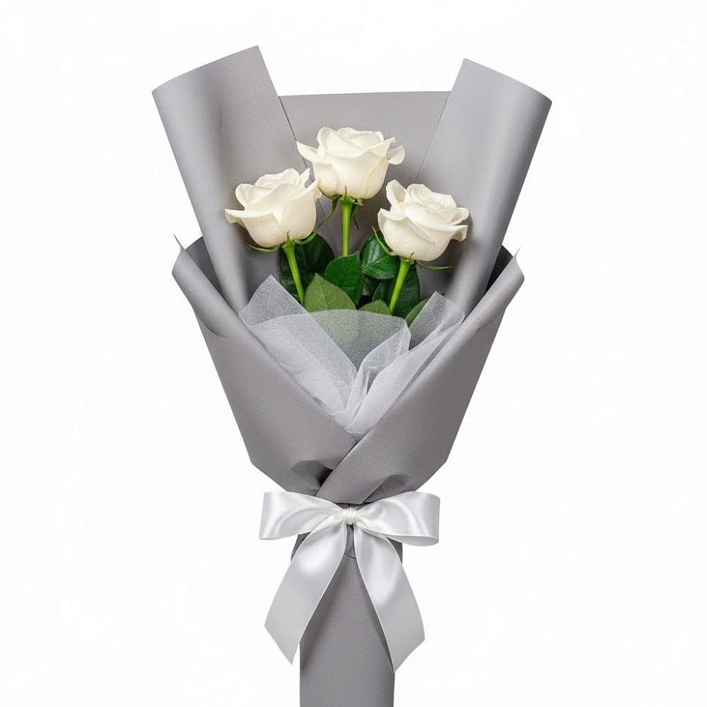 Букет 3 белые розы в Арамиле