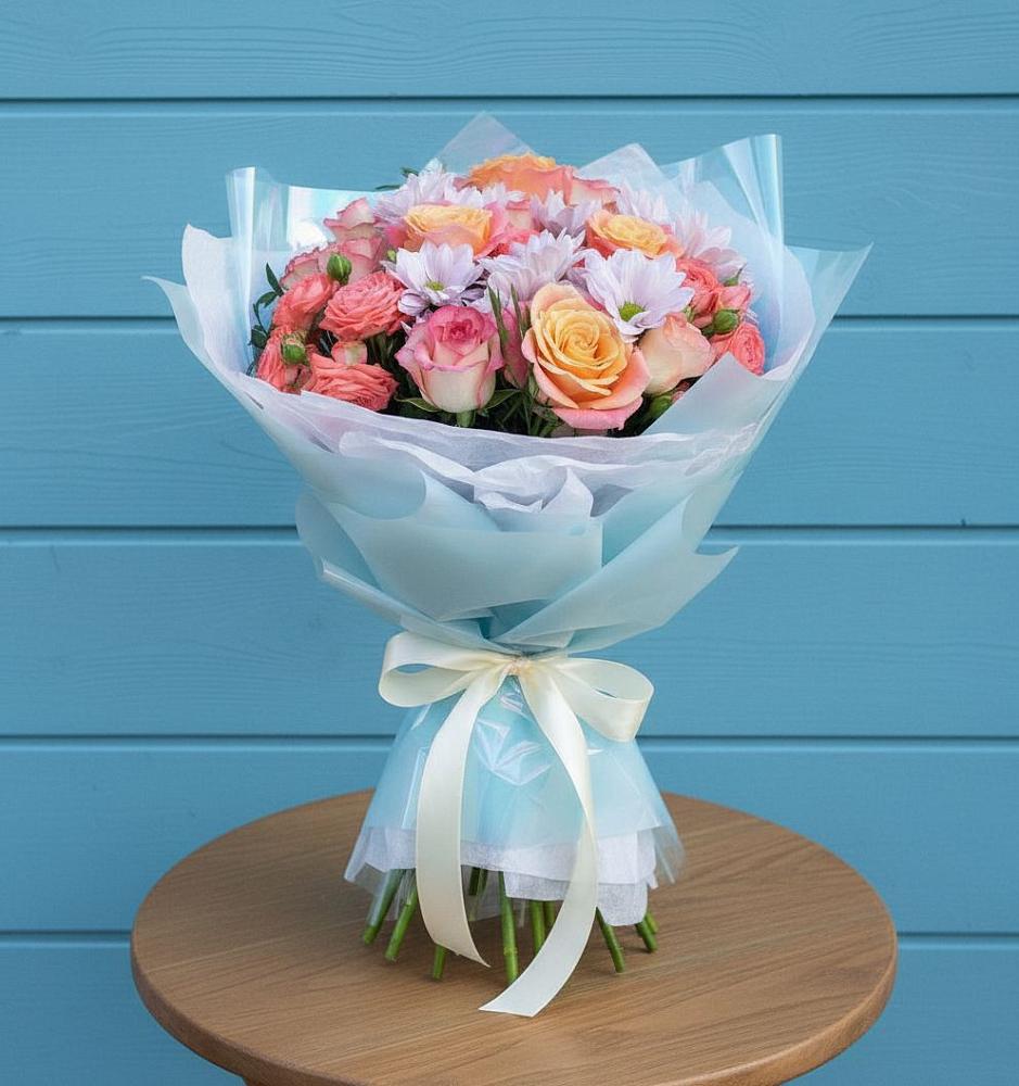 Букет цветов из: Хризантемы и Розы в Арамиле