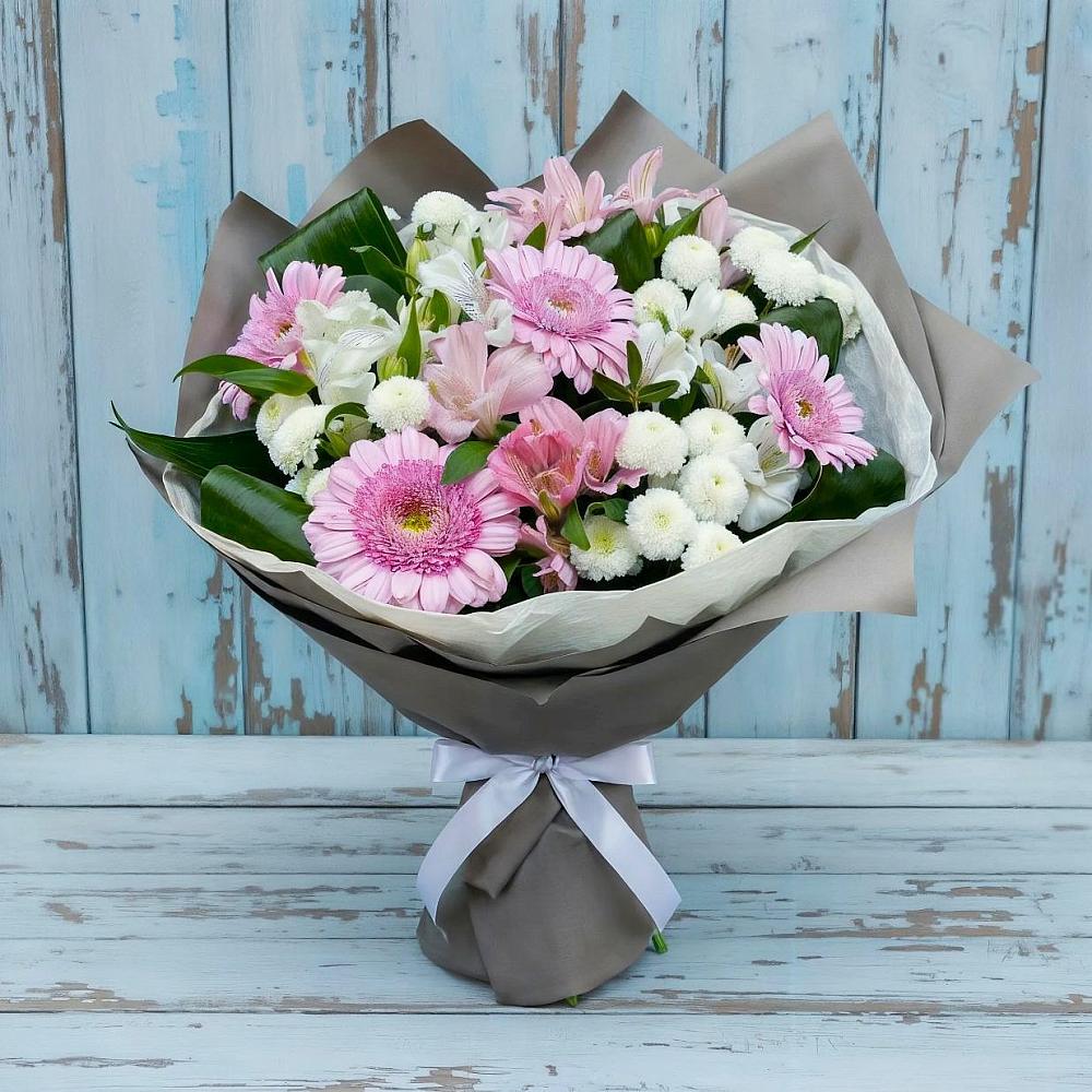 Букет цветов из: Герберы, Альстромерии и Хризантемы в Арамиле